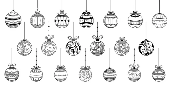 Linea Stile Natale Elementi Bauble Design Set — Vettoriale Stock