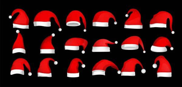 Conjunto Tapas Rojas Santa Claus Para Navidad Diseño Año Nuevo — Vector de stock