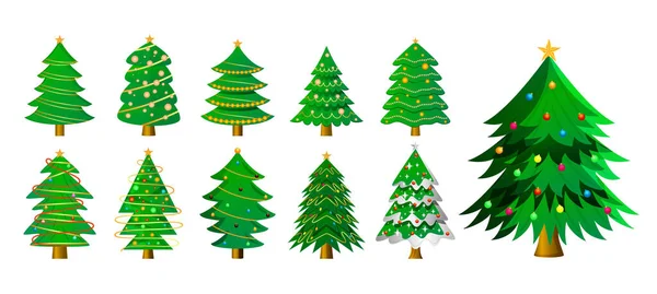 Conjunto Adornos Decorativos Árbol Navidad Diseño — Vector de stock