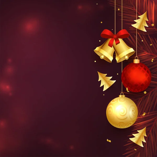 Realistische Kerstelementen Ontwerp Met Tekstruimte Voor Vrolijk Kerstfeest — Stockvector