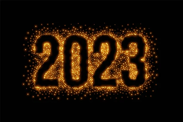 Ευτυχισμένο Νέο Έτος 2023 Banner Χρυσή Λάμψη Διάνυσμα Αποτέλεσμα — Διανυσματικό Αρχείο
