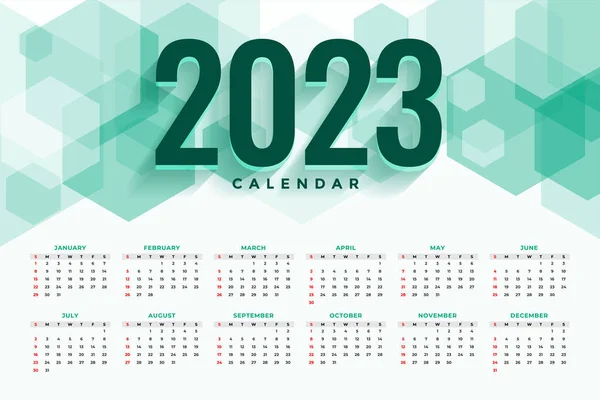 Šablona Kalendáře Událostí 2023 Šestiúhelníkovým Vektorem — Stockový vektor