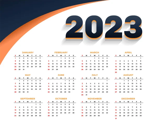 2023 Utskrivbar Kalender Mall För Office Desk Vektor — Stock vektor