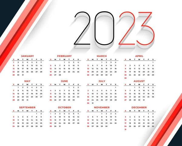 Сучасний 2023 Бізнес Календар Червоний Шаблон Вектор — стоковий вектор
