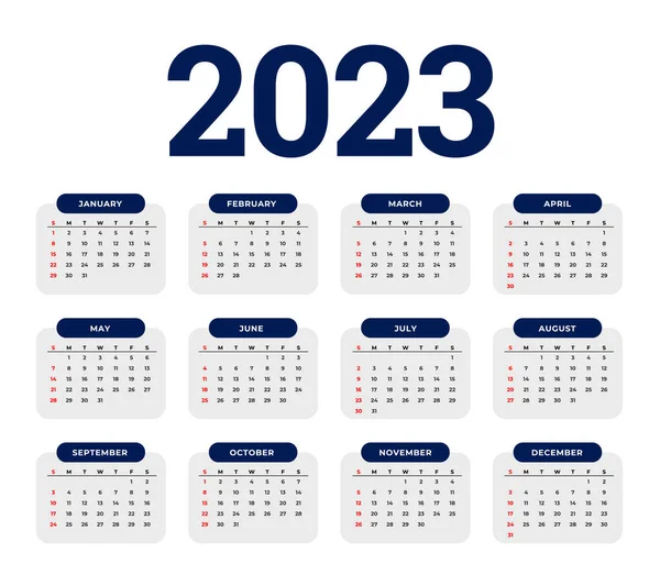 Minimální Styl 2023 Stránkový Kalendář Pro Nový Rok Vektor — Stockový vektor