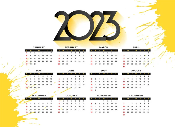 Farbe Stil 2023 Kalender Für Das Neue Jahr Vektor — Stockvektor