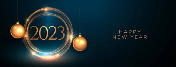 2023 New Year Banner Light Frame Xmas Ball Vector — Stock Vector