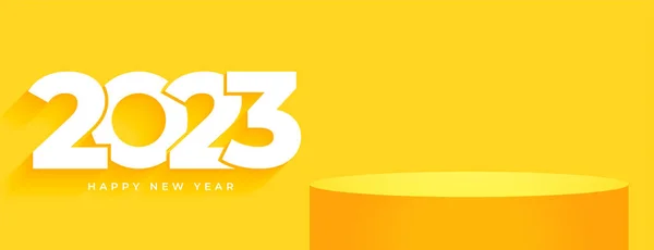 Pódio Design Para 2023 Ano Novo Vetor Papel Parede Amarelo —  Vetores de Stock