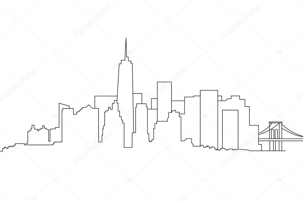 New York line landscape illustration