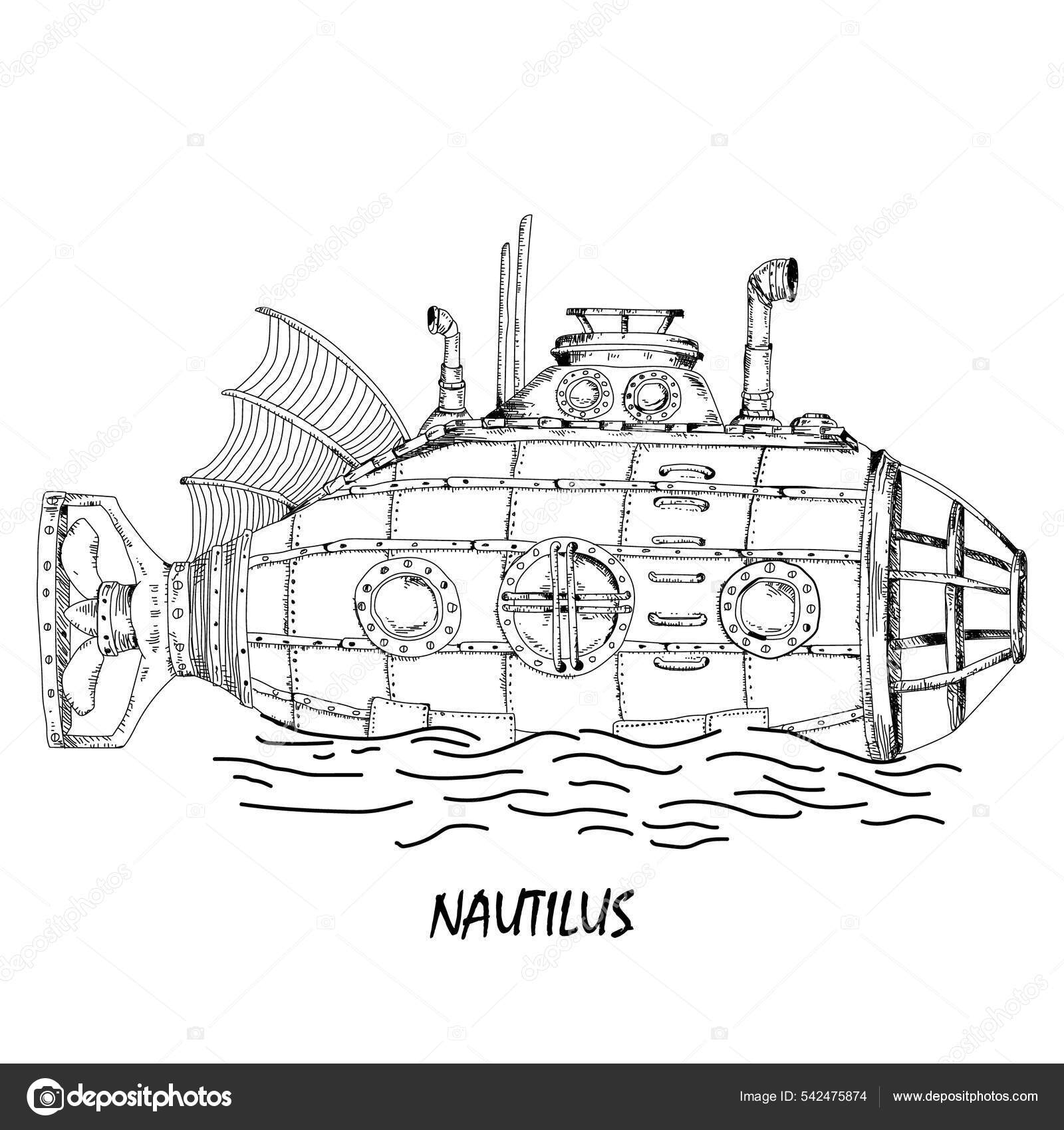 Vector cartoon drawing of a submarine  Stock Illustration 62523403   PIXTA