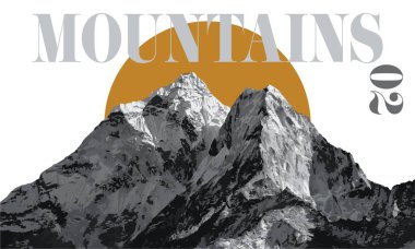 Modern mountains design vector, mountain landscape clipart