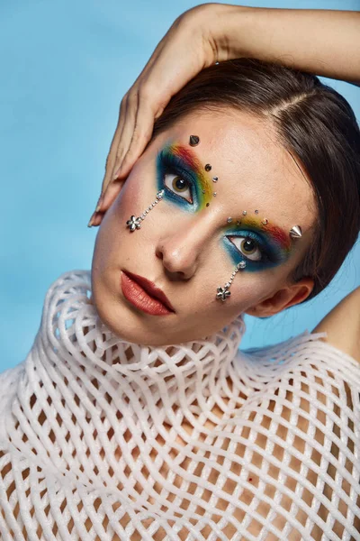 Maquillaje Creativo Moda Hermoso Retrato Mujer Joven Con Piel Limpia —  Fotos de Stock