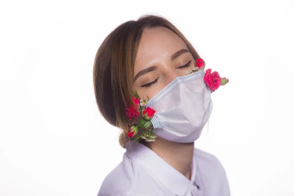 Portrait Young Confident Woman Doctor Medical Face Mask Fresh Lively — Stock Photo, Image