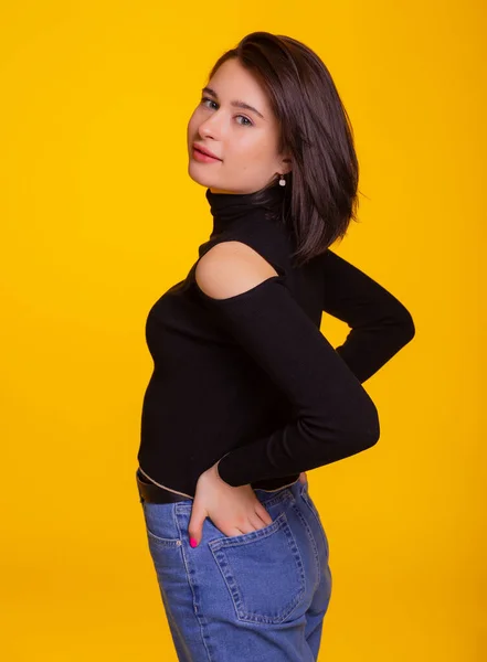 Woman Short Hair Being Very Glad Smiling Broad Smile Having — Stock Photo, Image