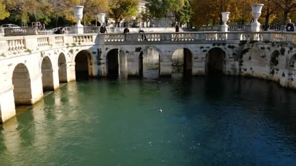 Jardinjardins Fontaine Gardens Fontaine Ett Landmärke Nmes Provence Frankrike Byggt — Stockvideo