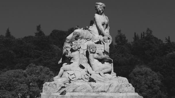 Escultura Antiga Ninfa Com Jarro 1746 Preto Branco Jardins Fontaine — Vídeo de Stock