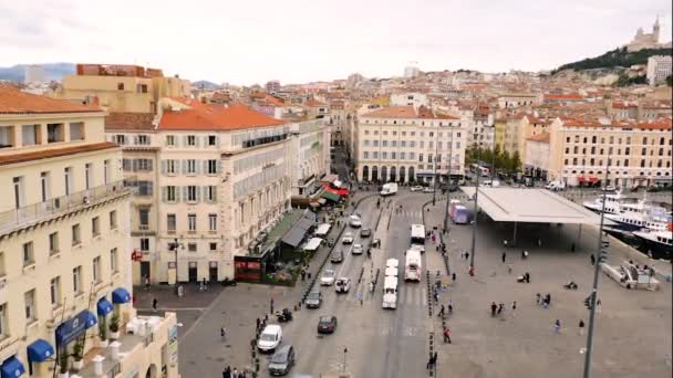 Vista Panorâmica Cidade Marselha Antigo Porto Vista Para Antigo Porto — Vídeo de Stock