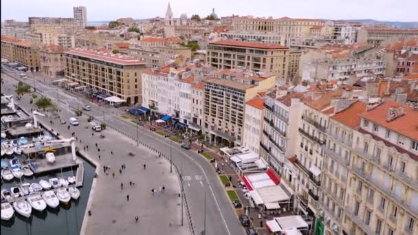 Vista Panorâmica Cidade Marselha Antigo Porto Vista Para Antigo Porto — Vídeo de Stock