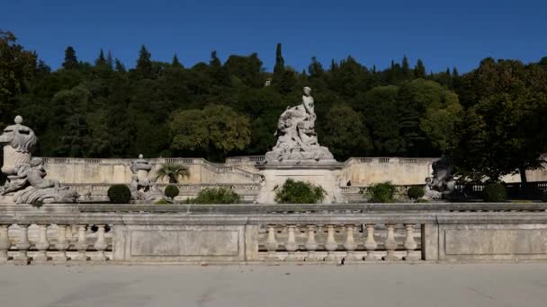 Jardins Fontaine Ősi Szobor Nimfa Kancsóval 1746 Dominique Rach Román — Stock videók