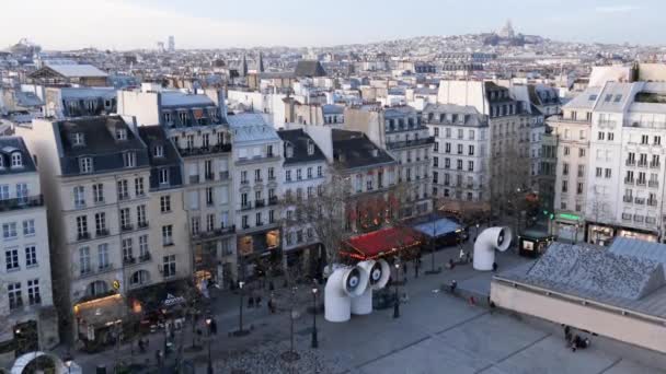 Utsikt Över Centrum Paris Square Distrikt Från Georges Pompidou Konst — Stockvideo