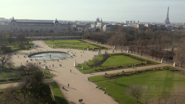 Vista Panoramica Parigi Dalla Grande Ruota Panoramica Giardino Delle Tuileries — Video Stock