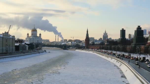 Moskou Verkeer Nabij Het Rode Plein Het Kremlin Rusland Stadscentrum — Stockvideo