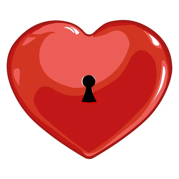 Vector red heart with a keyhole — Stock Vector