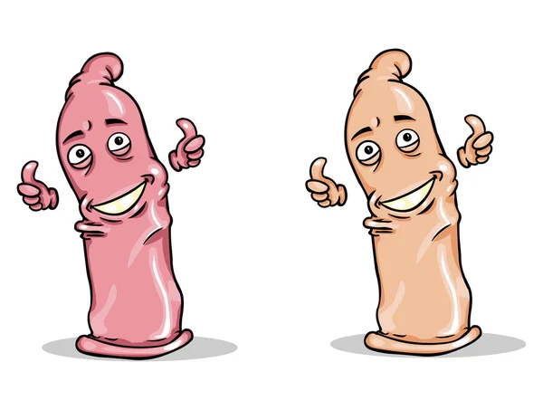 Personagem vetorial - preservativo engraçado em duas variações de cor —  Vetores de Stock