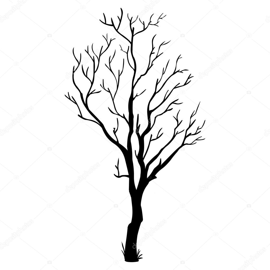 Silhouette Vector nero di un albero spoglio — Vettoriale Stock