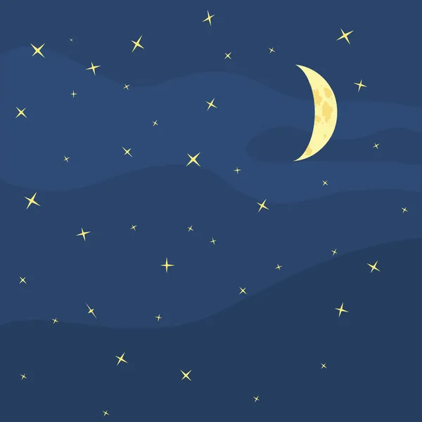 Vector night sky, moon and stars Vector Graphics