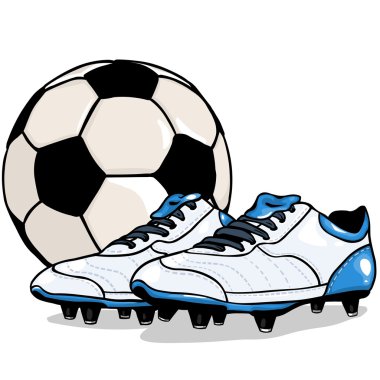 Vector football ball and boots clipart