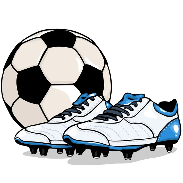 Ballon de football vectoriel et bottes — Image vectorielle