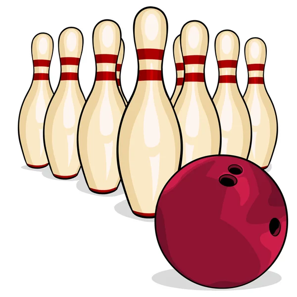 Bowling pin vettoriali e palla da bowling — Vettoriale Stock