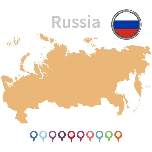 矢量俄罗斯地图和国旗 — 图库矢量图片