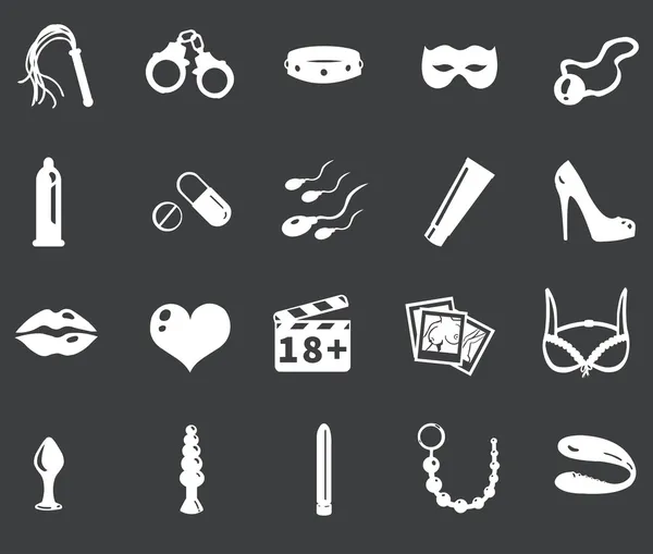 Ensemble vectoriel de 20 icônes de sex shop blanc — Image vectorielle