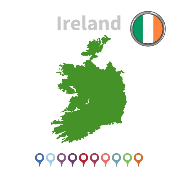 Vector Ireland map and flag — Stock Vector