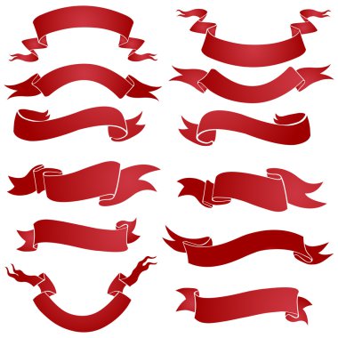 Vector set of red gradient ribbons for your text clipart