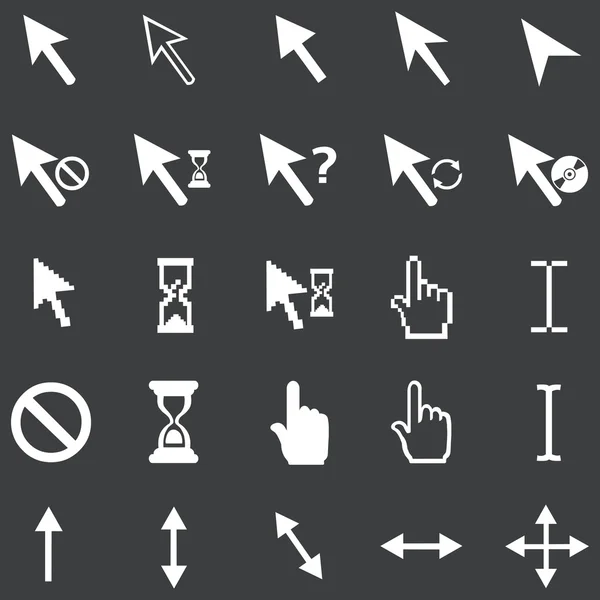 Vector set 25 witte cursors — Stockvector