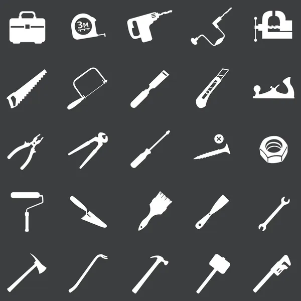 Vector set of 25 white tool icons — Stock Vector