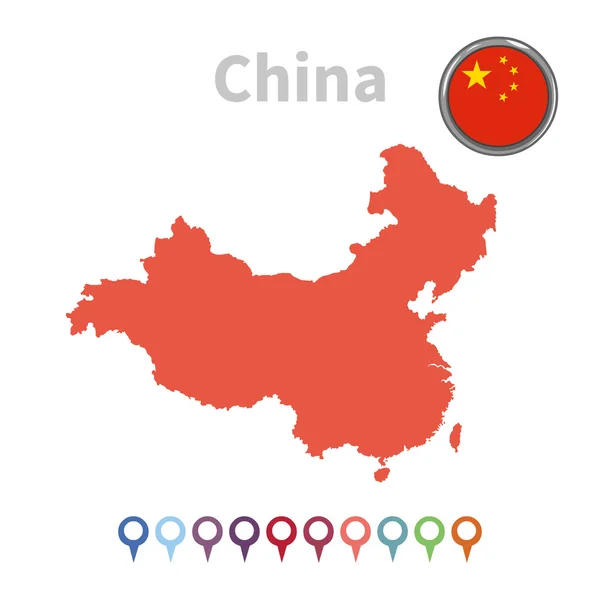 Vektor karta och flagga Kina — Stock vektor