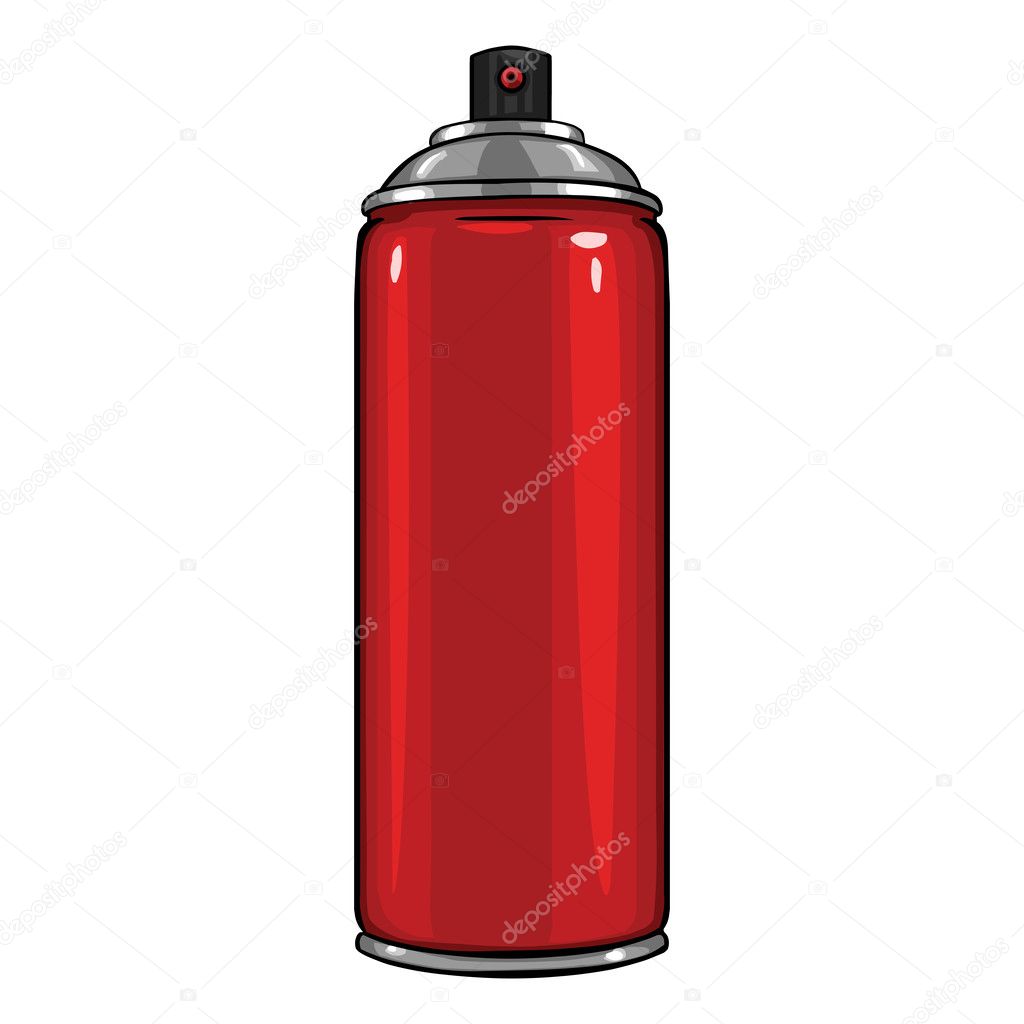Vector cartoon aerosol sprays with red paint