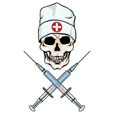 vektör karakter - Doktor kafatası ve çapraz şırınga