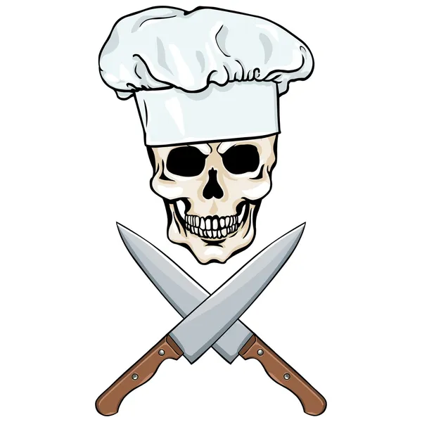 Vektor karakter - chef koponya és keresztbe kések — Stock Vector