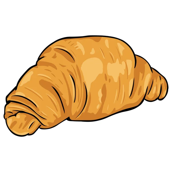 Vector cartoon croissant from flaky pastry — Stock Vector