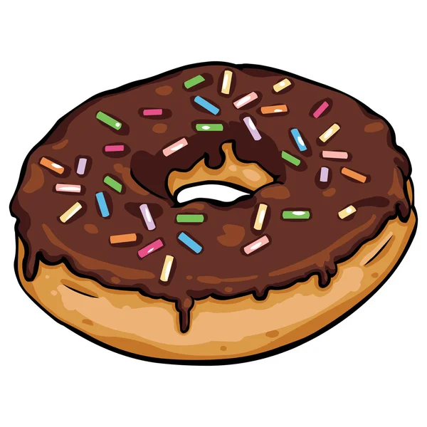 Donut de dibujos animados vectorial con hielo de chocolate — Vector de stock