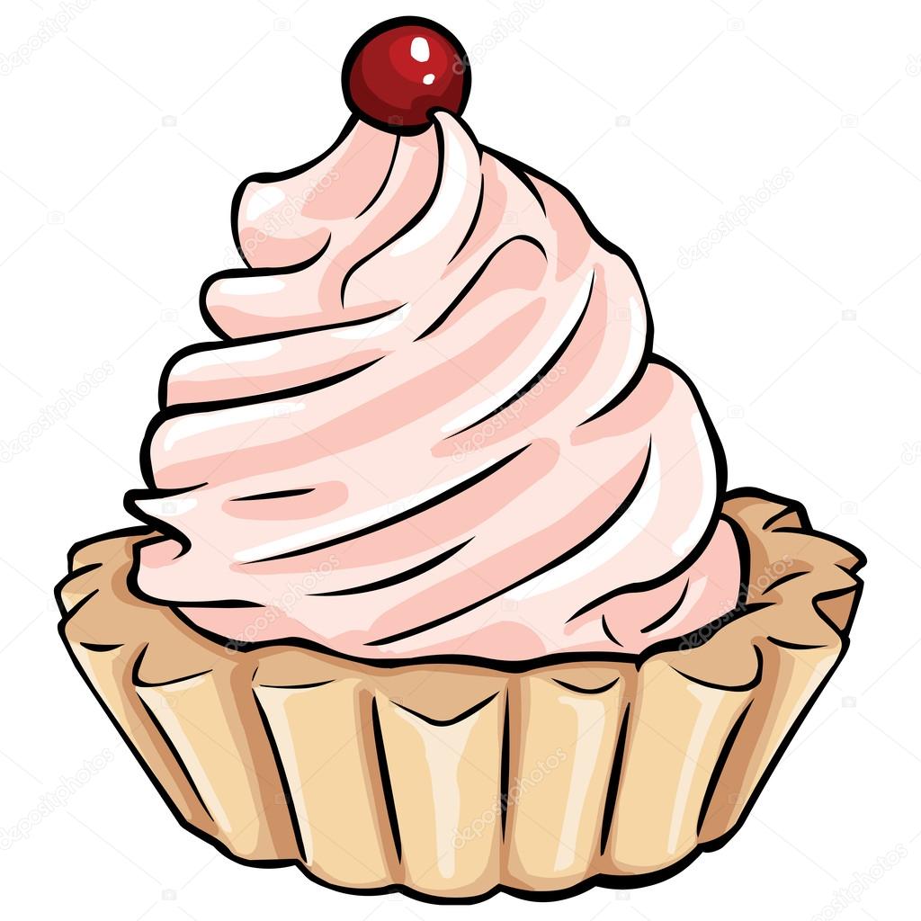 Clipart cartoon whipped cream Vector cartoon сake with whipped cream