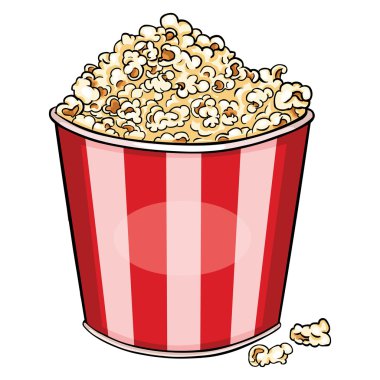 vektör karikatür plastik kase patlamış mısır ile