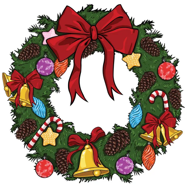 Vector cartoon christmas wreath — Stock Vector