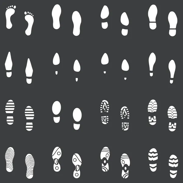 Vector set of 16 white footprint shoes — Wektor stockowy