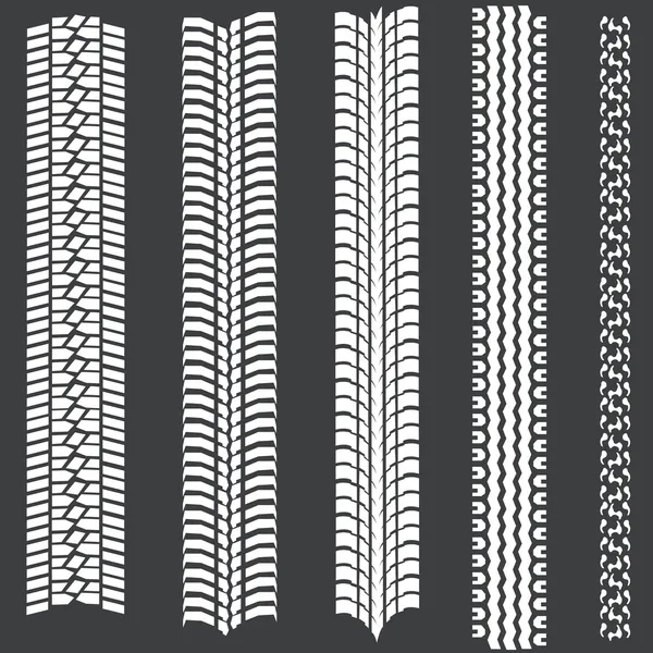 Set vettoriale di 5 tracce di pneumatici bianchi — Vettoriale Stock
